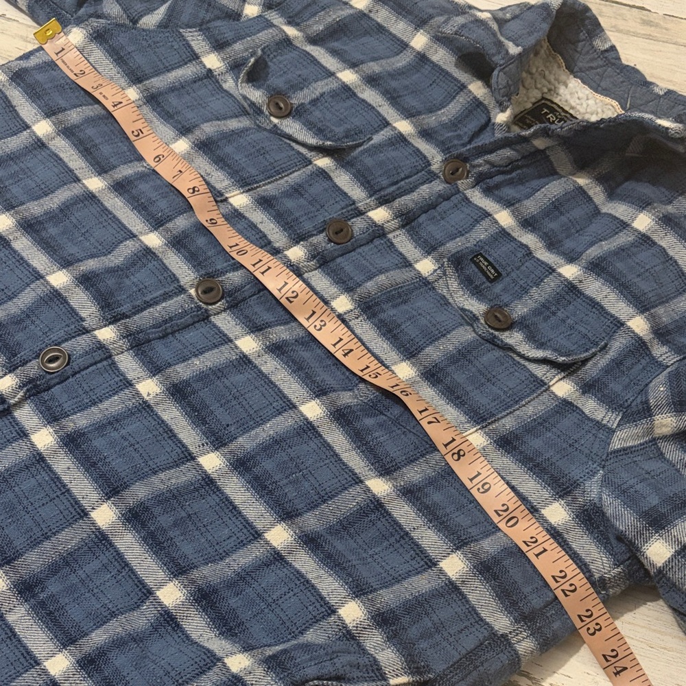 True Grit Blue and White Plaid Shirt Jacket Size Medium - Picture 7 of 8